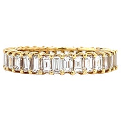 Baguette diamond full eternity engagement wedding ring 18k yellow gold