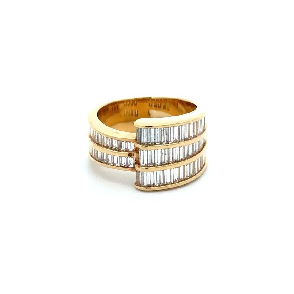 Baguette Cut Baguette Diamond Gold Bias Vintage Statement Ring For Sale