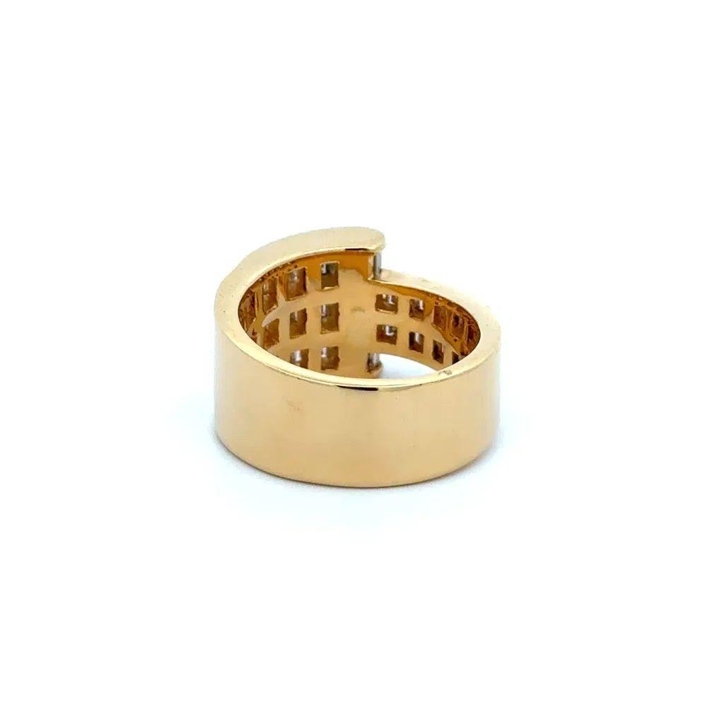 Baguette Diamond Gold Bias Vintage Statement Ring In Excellent Condition For Sale In Montreal, QC