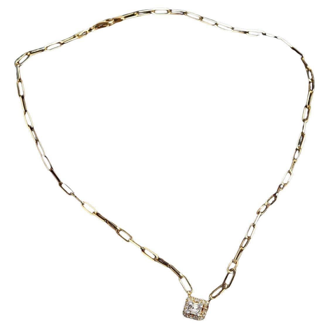 Baguette Diamond Gold Necklace For Sale