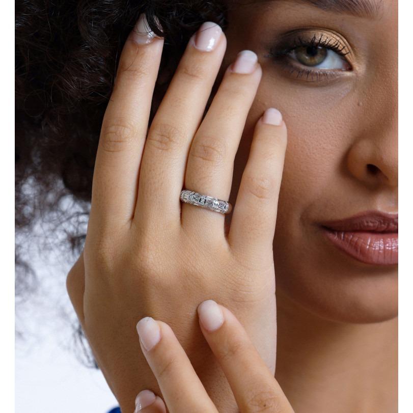 Modern Baguette Diamond Half Eternity 1.23ct Ring For Sale