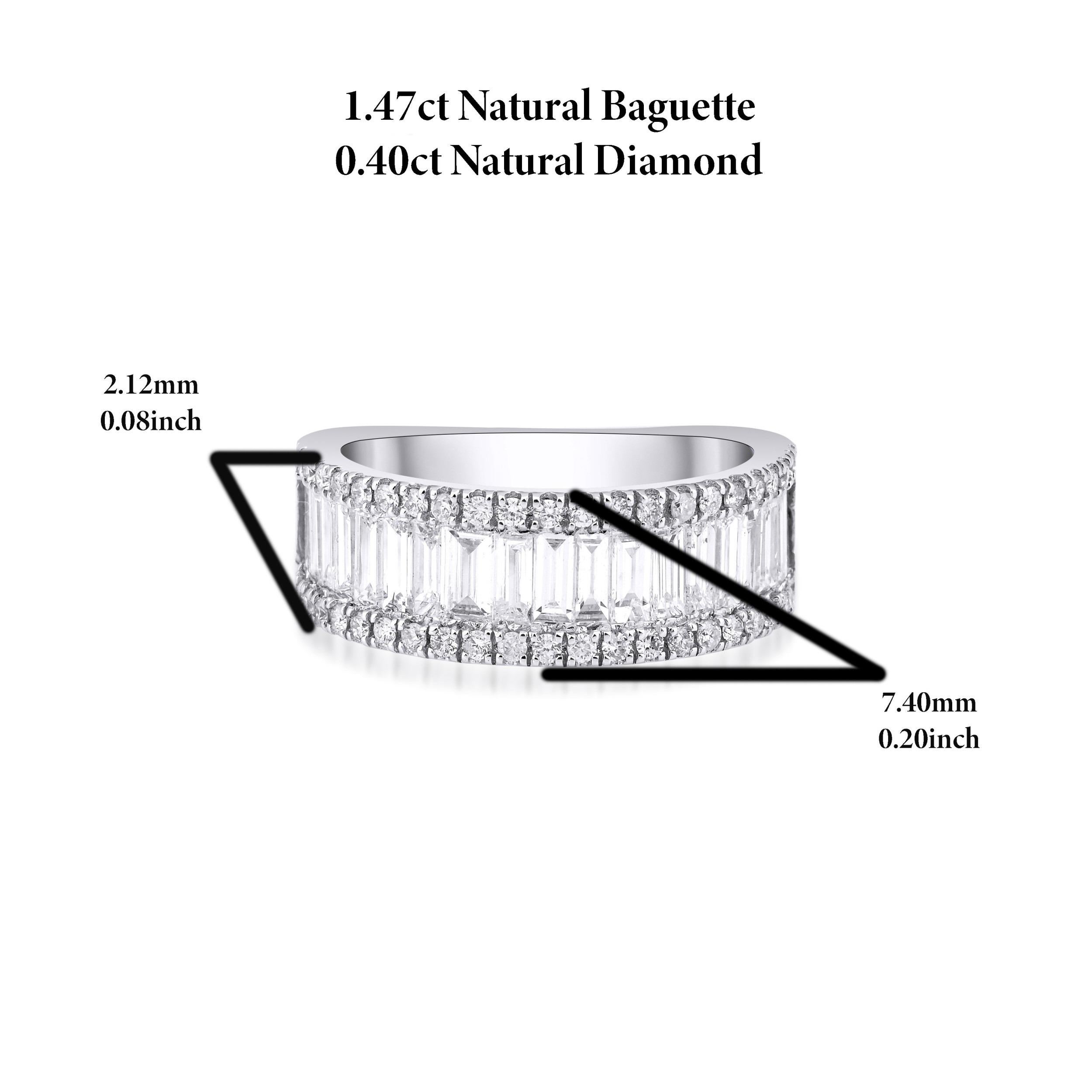 Round Cut Baguette Diamond Half Eternity 1.87ct Band For Sale