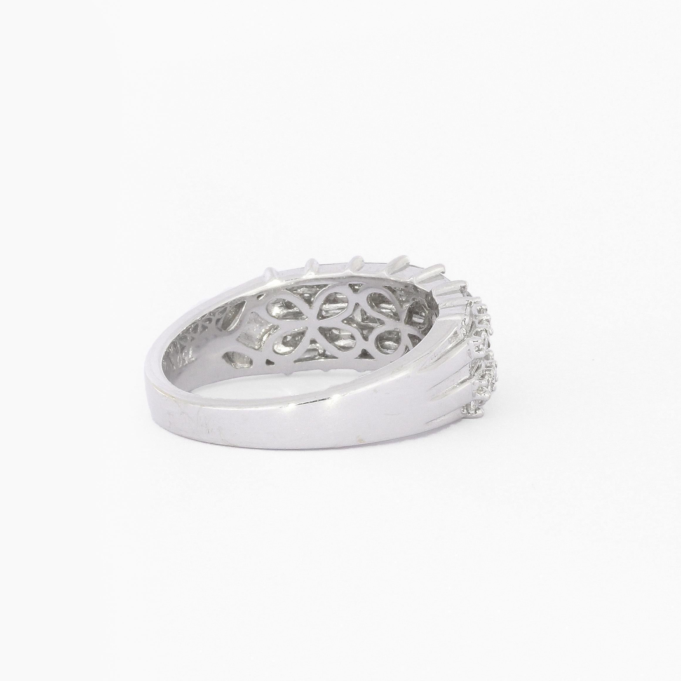 Women's Baguette Diamond Half Eternity Ring in White Gold For Sale