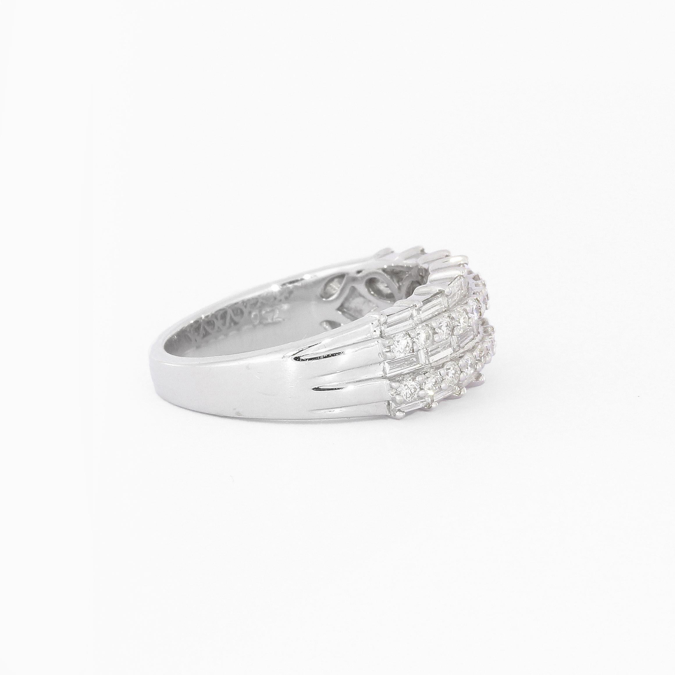 Baguette Diamond Half Eternity Ring in White Gold For Sale 1