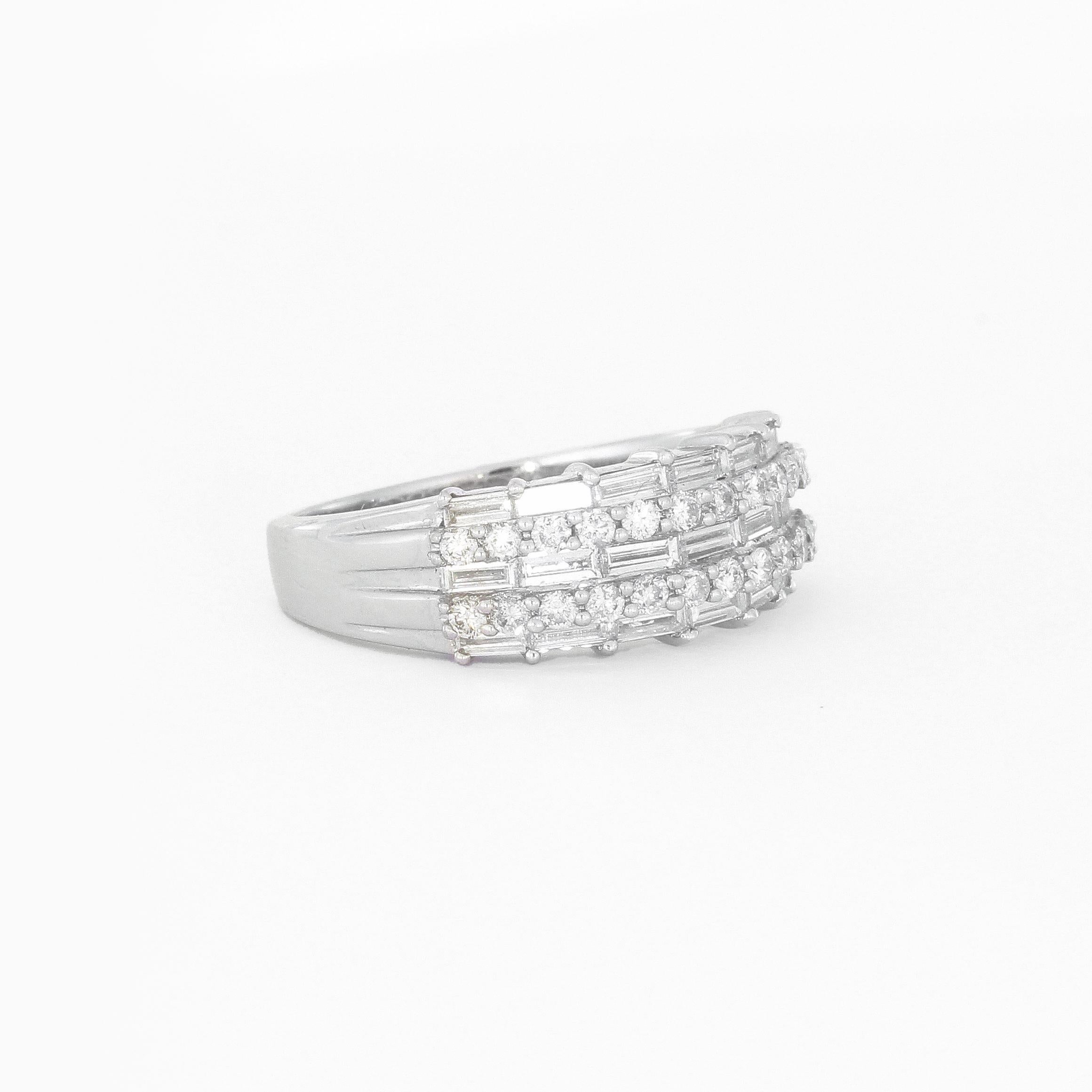 Baguette Diamond Half Eternity Ring in White Gold For Sale 2