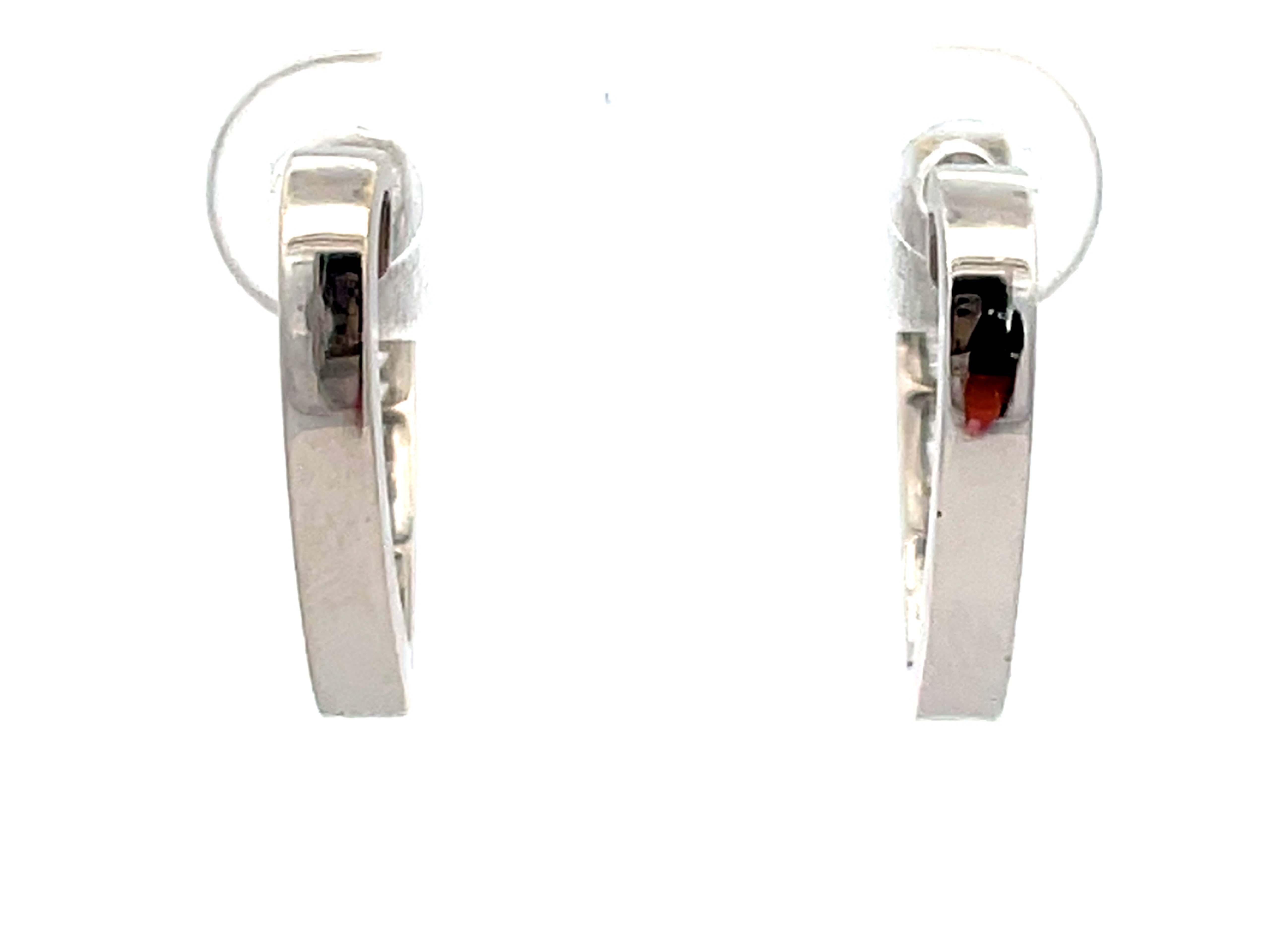 Baguette Diamond Heart Earrings 18K Solid White Gold For Sale 1