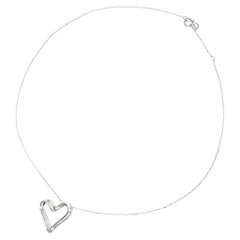 Baguette Diamond Heart Pendant with Chain in 18K White Gold