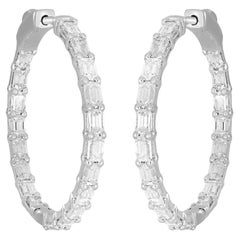 Diamante Baguette Dentro Fuori Cerchi realizzati in oro bianco 14k