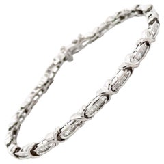 Pulsera de eslabones con diamantes baguette Oro blanco 10k