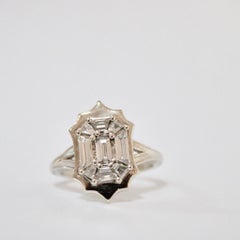 Baguette Diamond Mosaic Ring in 14 Karat White Gold