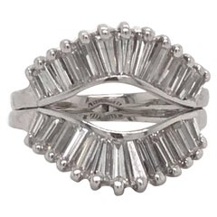 Baguette Diamond Openwork Ring 2 Carat 14 Karat White Gold