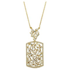 Halskette mit Baguette-Diamant-Anhänger aus 18 Karat massivem Gelbgold