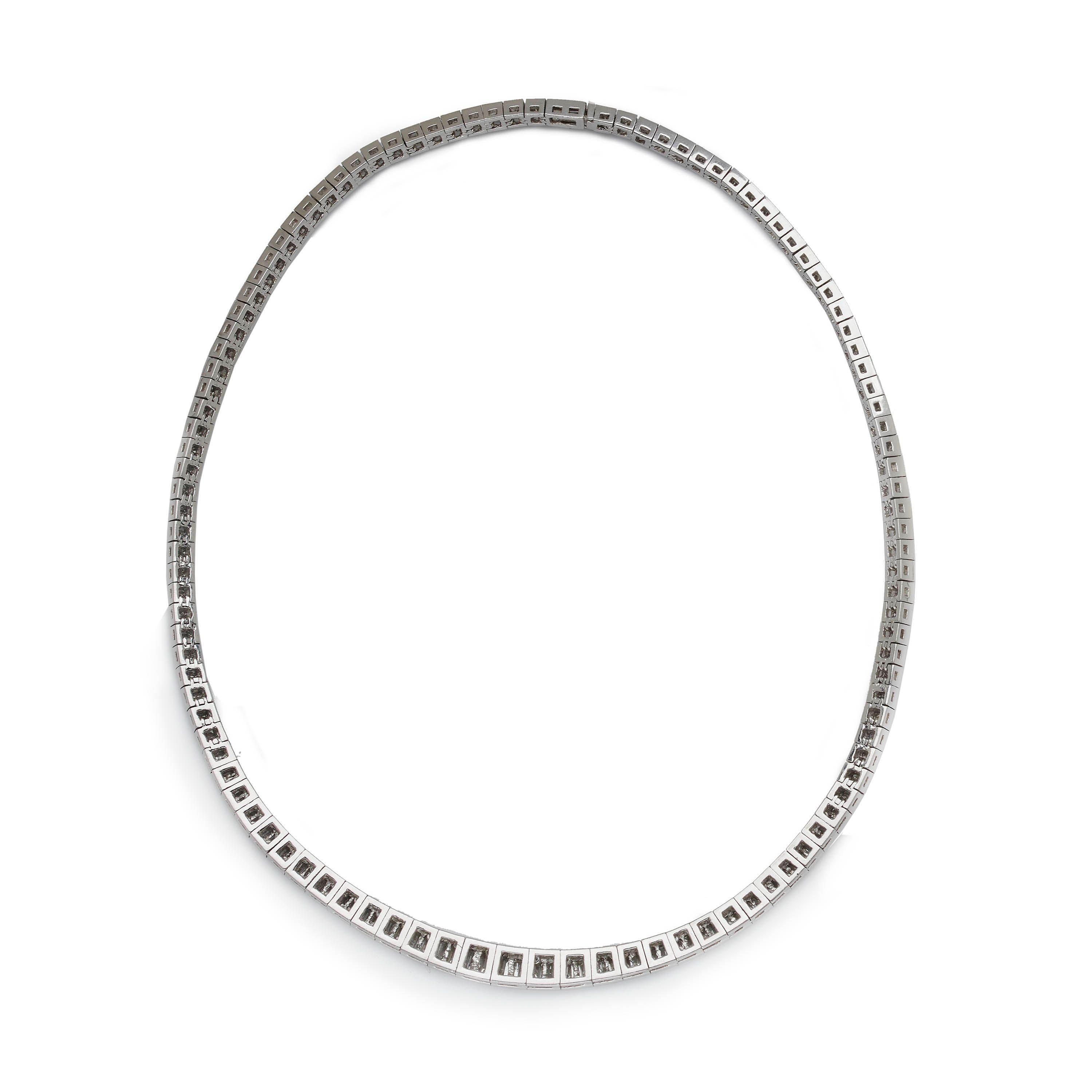 Diamant-Platin-Halskette mit Baguetteschliff, 20 Karat (Moderne)