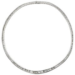 Baguette Diamond Platinum Necklace, 20 Carats