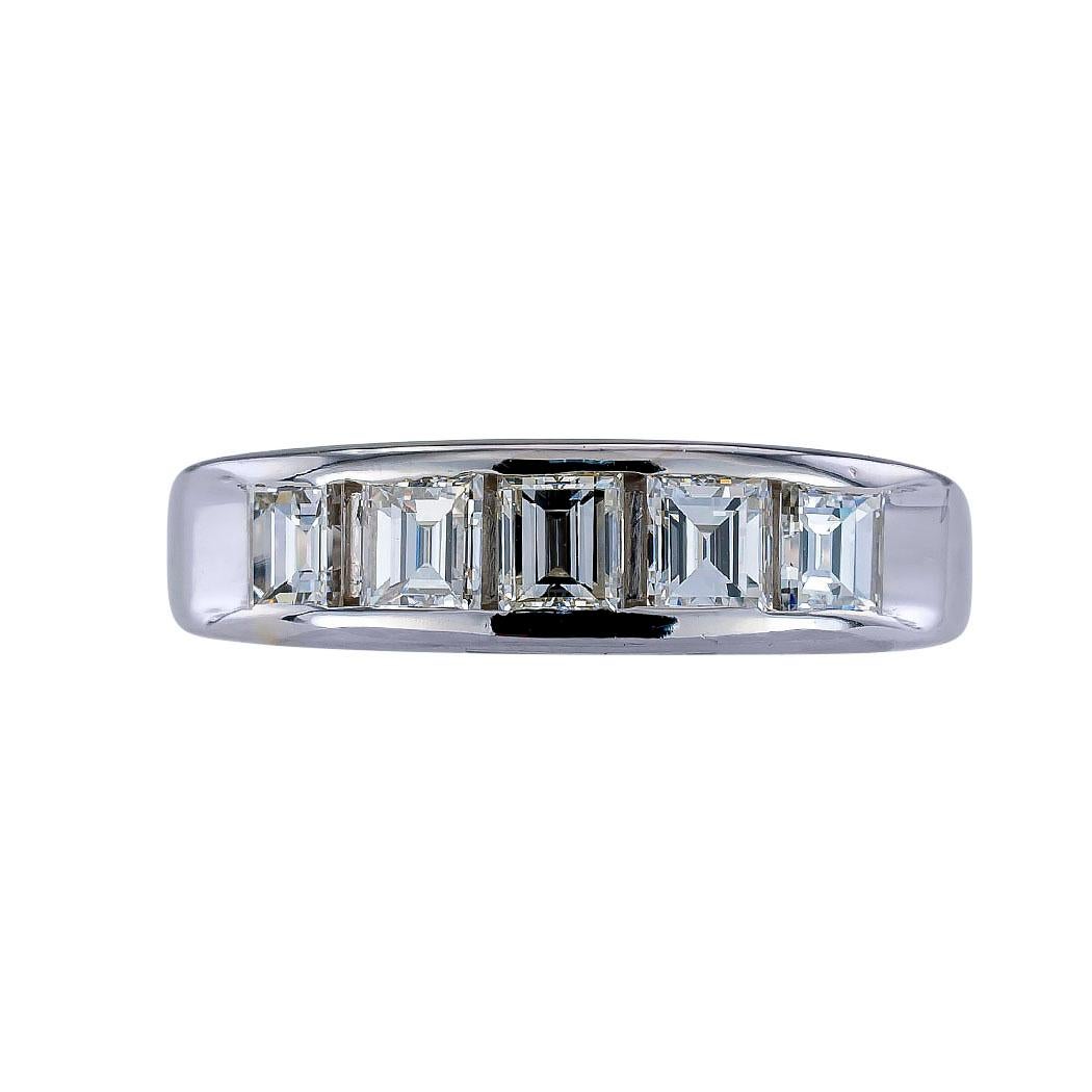 Contemporary Baguette Diamond Platinum Wedding Ring