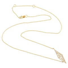 Baguette Diamond Rhombus Shaped Pendant Chain Necklace Made In 18k Yellow Gold