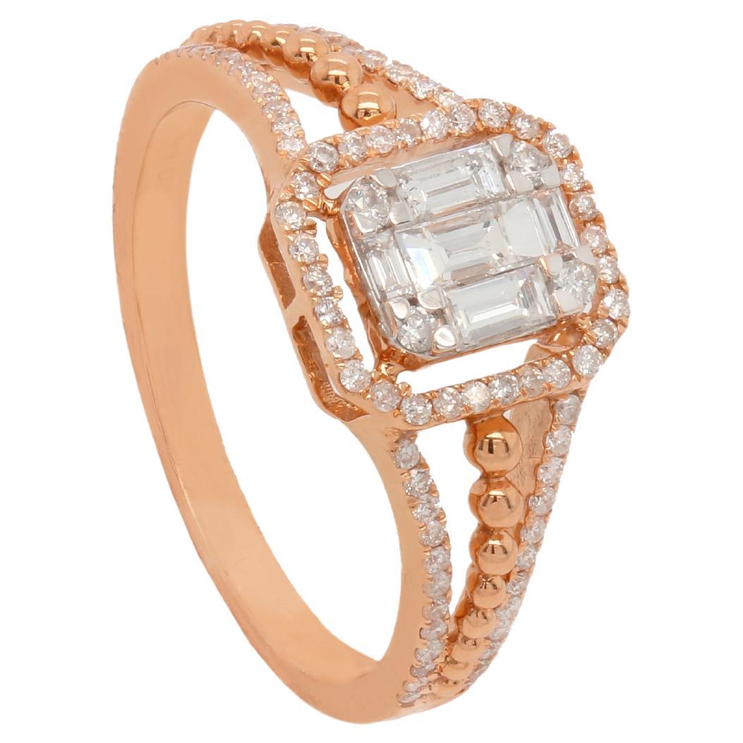 Baguette Diamond Ring 18K Rose Pink Gold