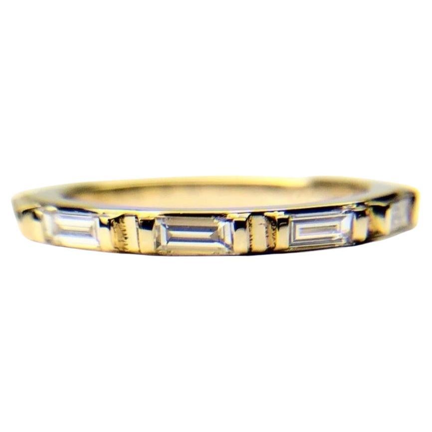 Baguette Diamond Ring 18KT gold 0.60ct wedding band art deco