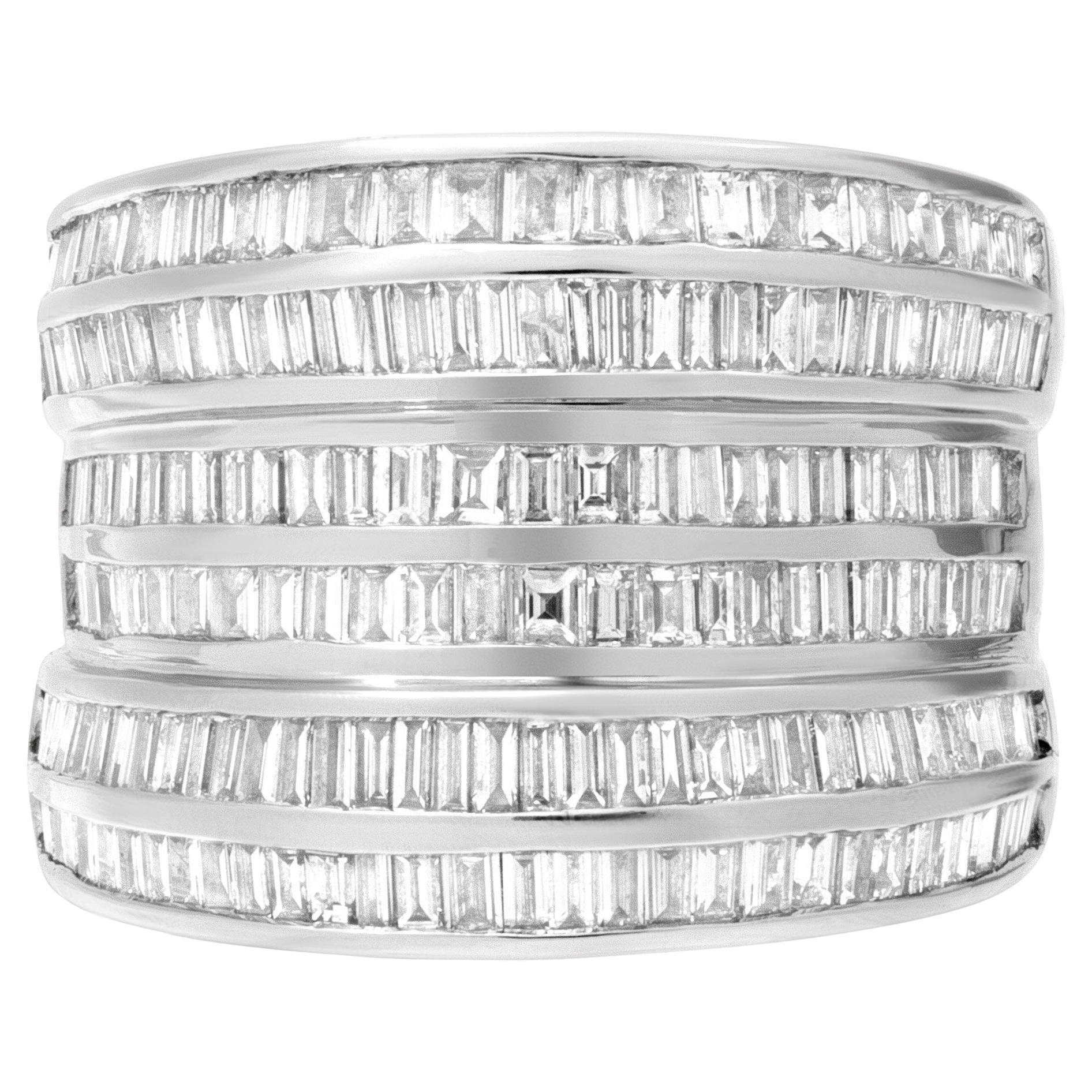Baguette Diamond Ring 6 Rows of Diamonds Approx. 2.0 Cts in 18 K White Gold