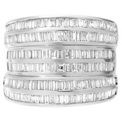 Baguette Diamond Ring 6 Rows of Diamonds Approx. 2.0 Cts in 18 K White Gold