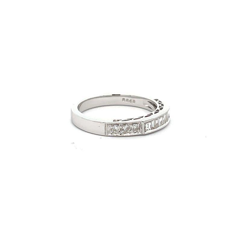 Modern Baguette Diamond Ring Band 0.40ct 18K White Gold For Sale