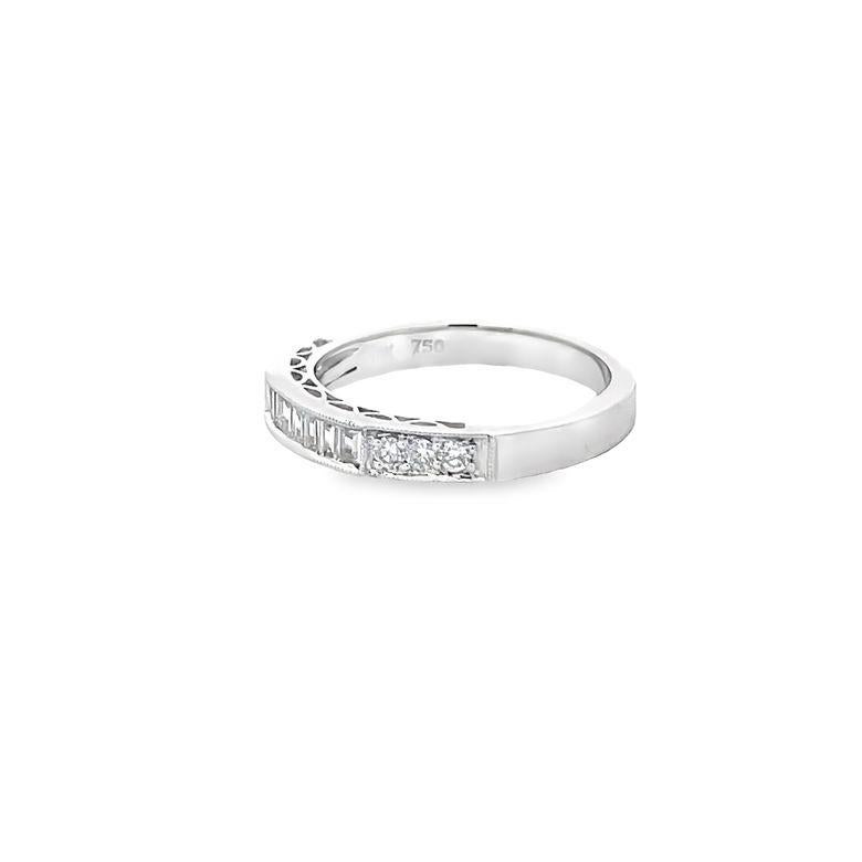 Baguette Cut Baguette Diamond Ring Band 0.40ct 18K White Gold For Sale