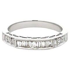 Bague en or blanc 18 carats avec diamants baguettes 0,40 carat