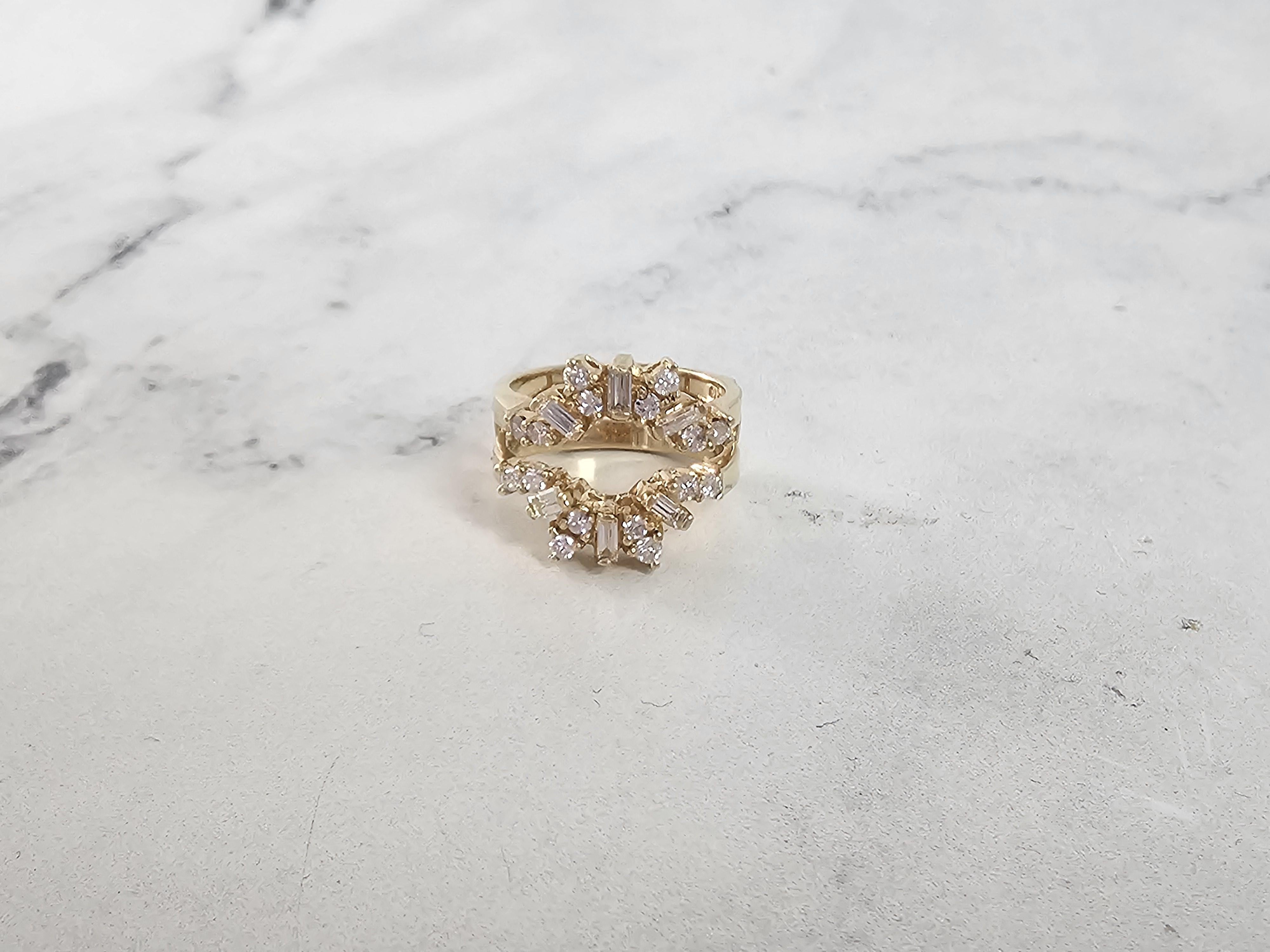 Baguette Diamant Ring Guard 14k Gelbgold Damen im Angebot