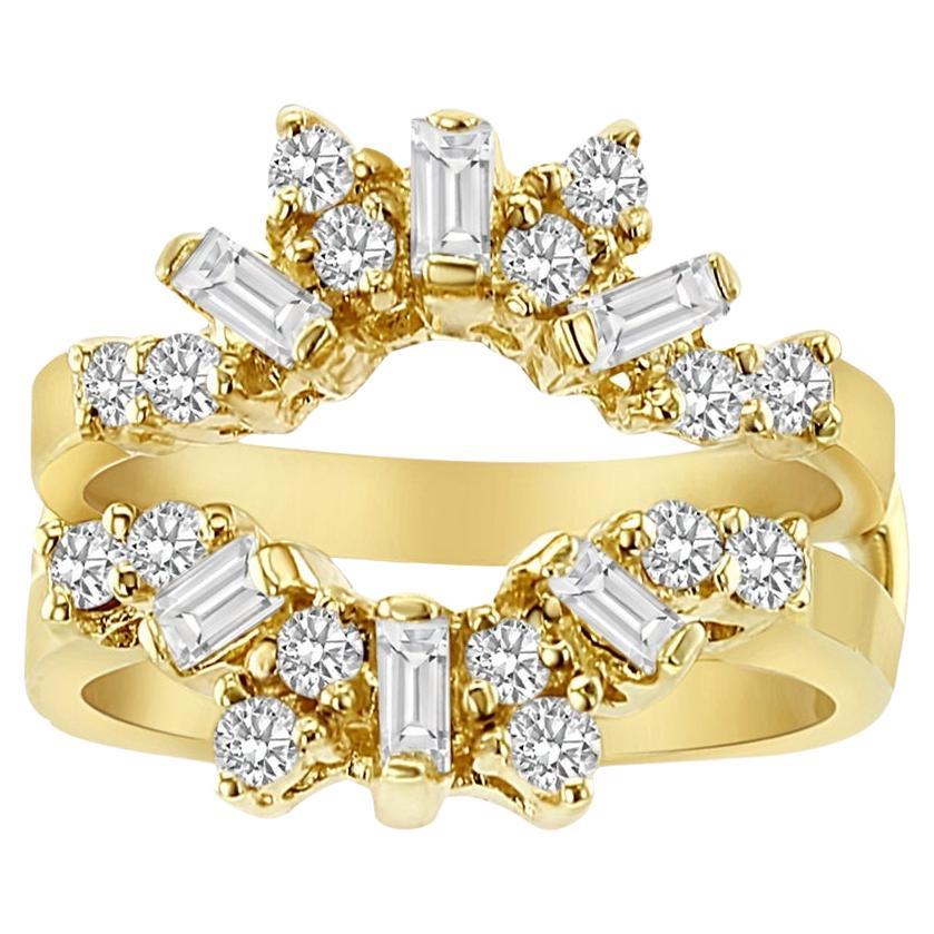 Baguette Diamant Ring Guard 14k Gelbgold im Angebot