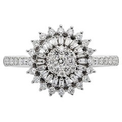 Baguette Diamond Ring in 18K White Gold, 0.50 Carat Total Diamond Weight