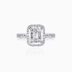 Baguette Diamond Ring in 18K White Gold, 0.66 Carat Total Diamond Weight