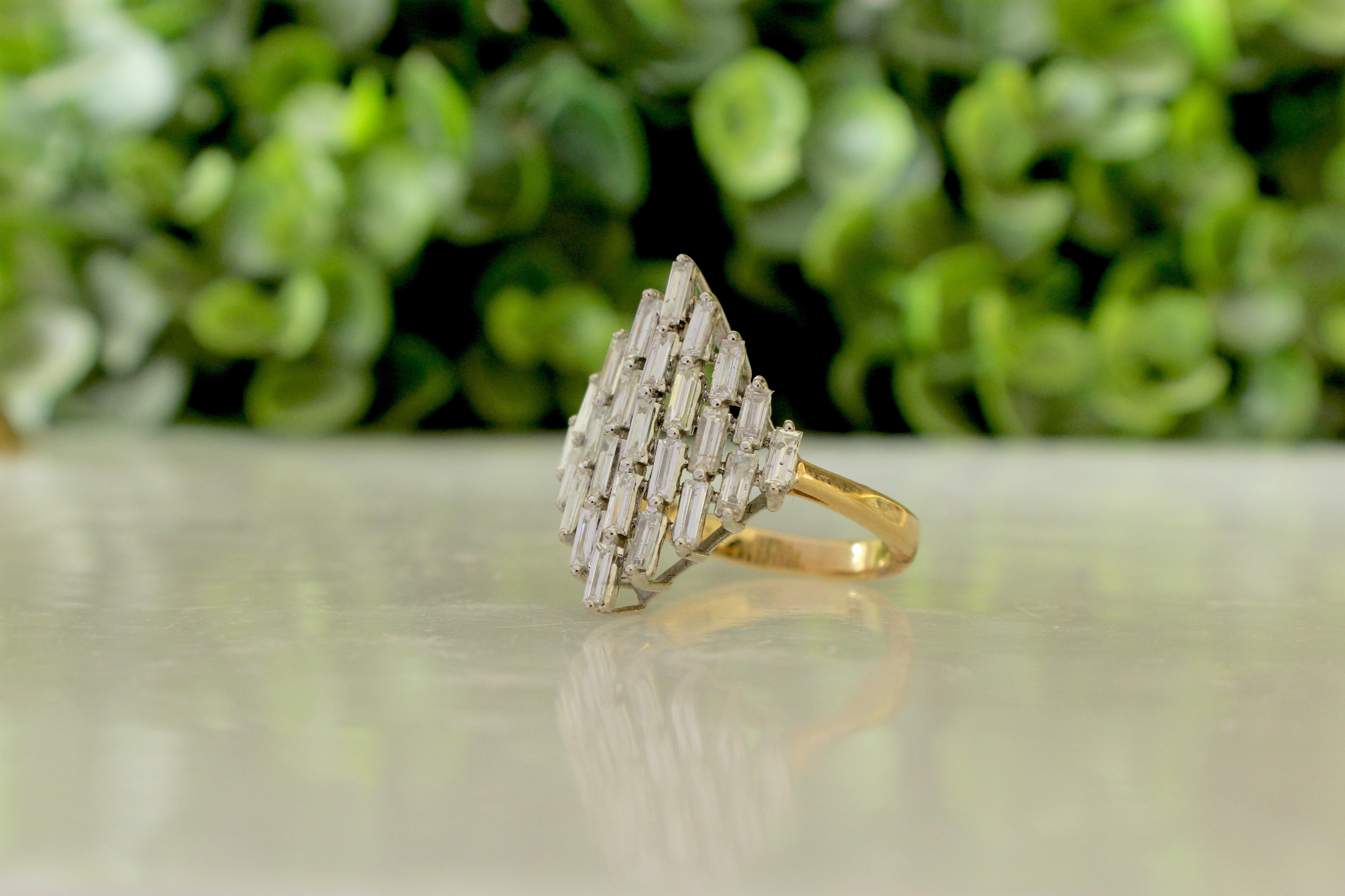 For Sale:  Baguette Diamond Ring Set In 18K Solid Gold 6
