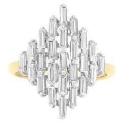 Baguette Diamond Ring Set In 18K Solid Gold