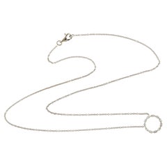 Baguette Diamond Round Pendant Chain Necklace Made In 18k White Gold