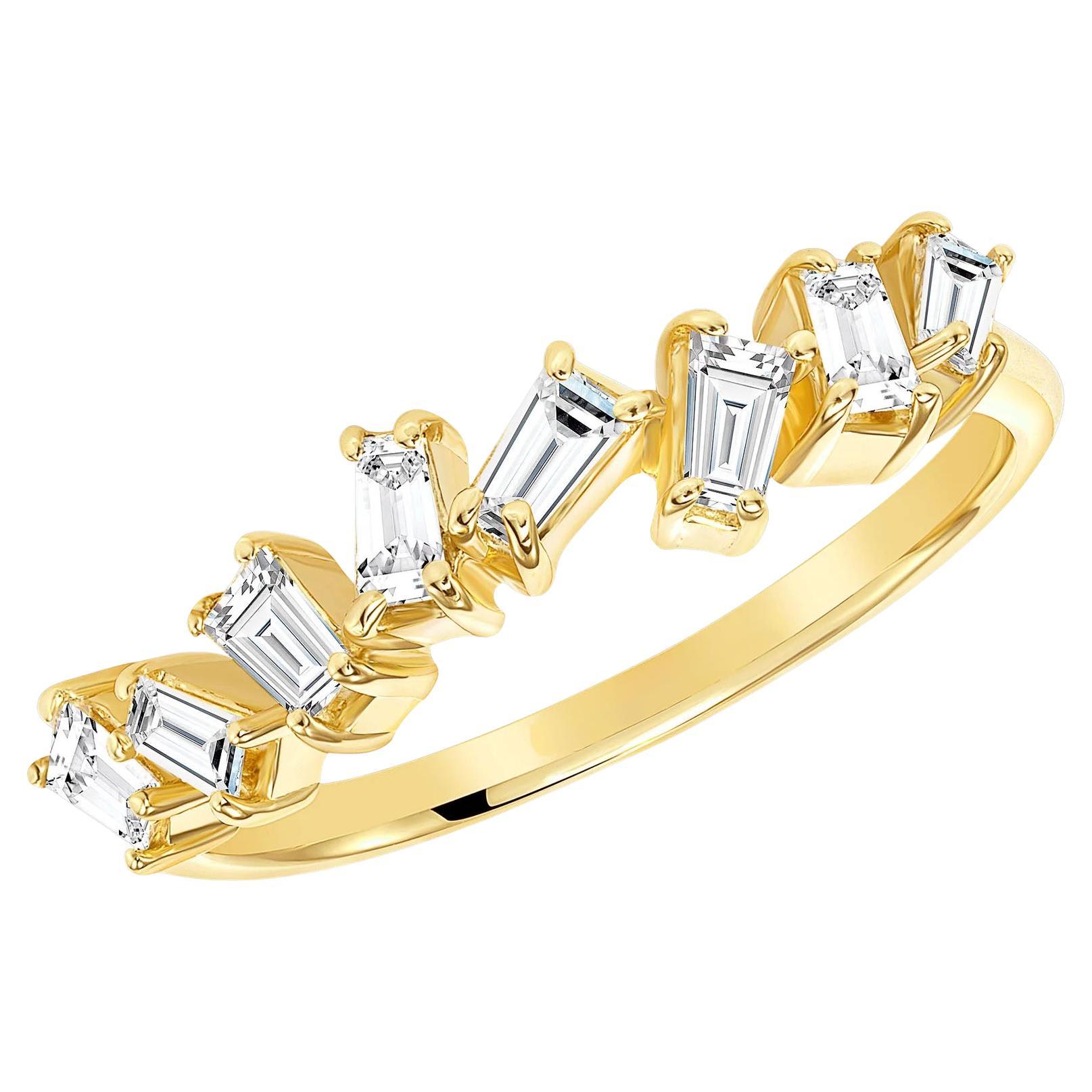 For Sale:  Baguette Diamond Scatter Stackable Band Ring