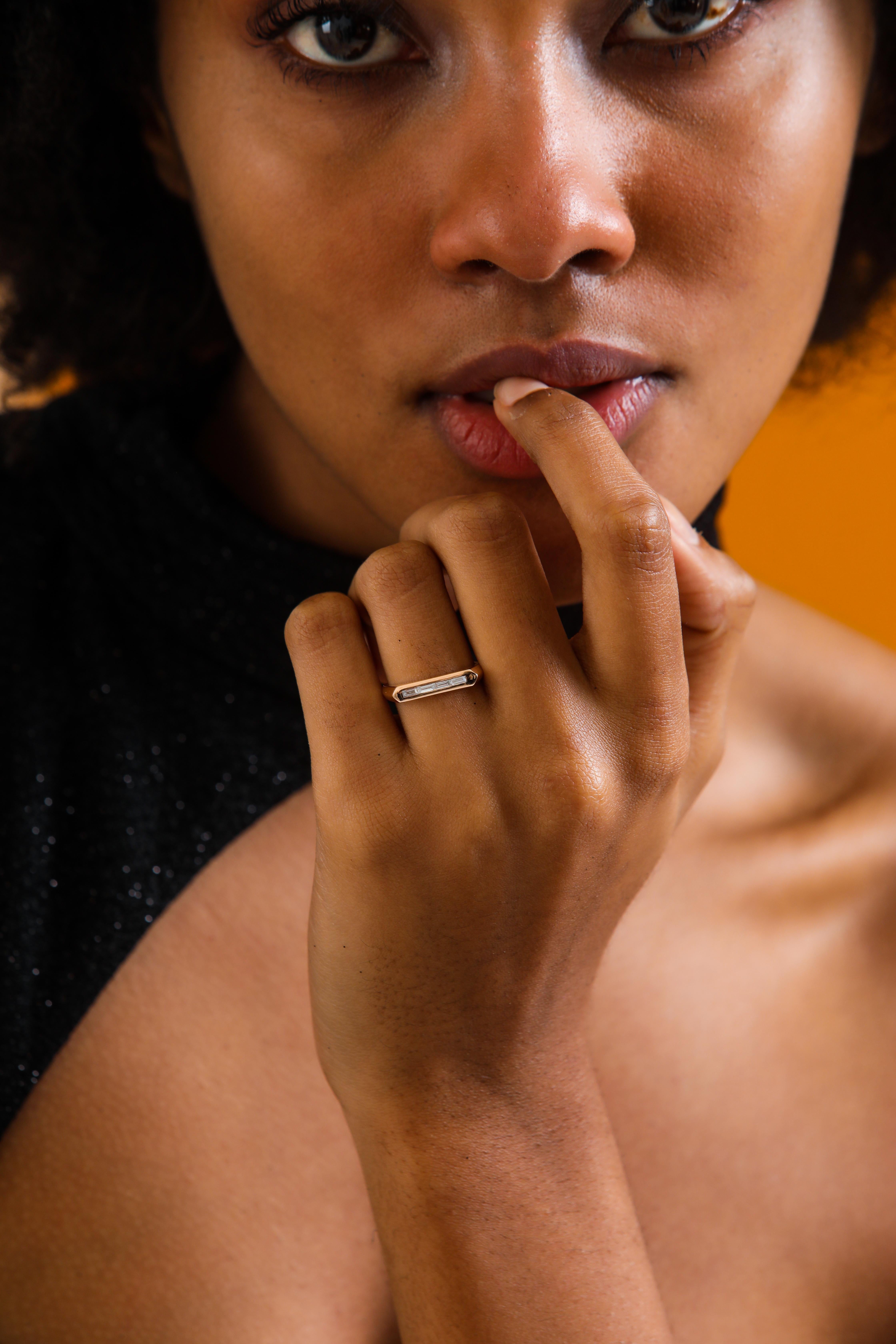 Baguette Cut Baguette Diamond Signet Ring