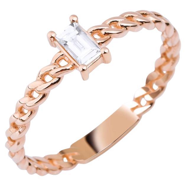 Baguette Diamond Solid Chain 0.15ct Ring