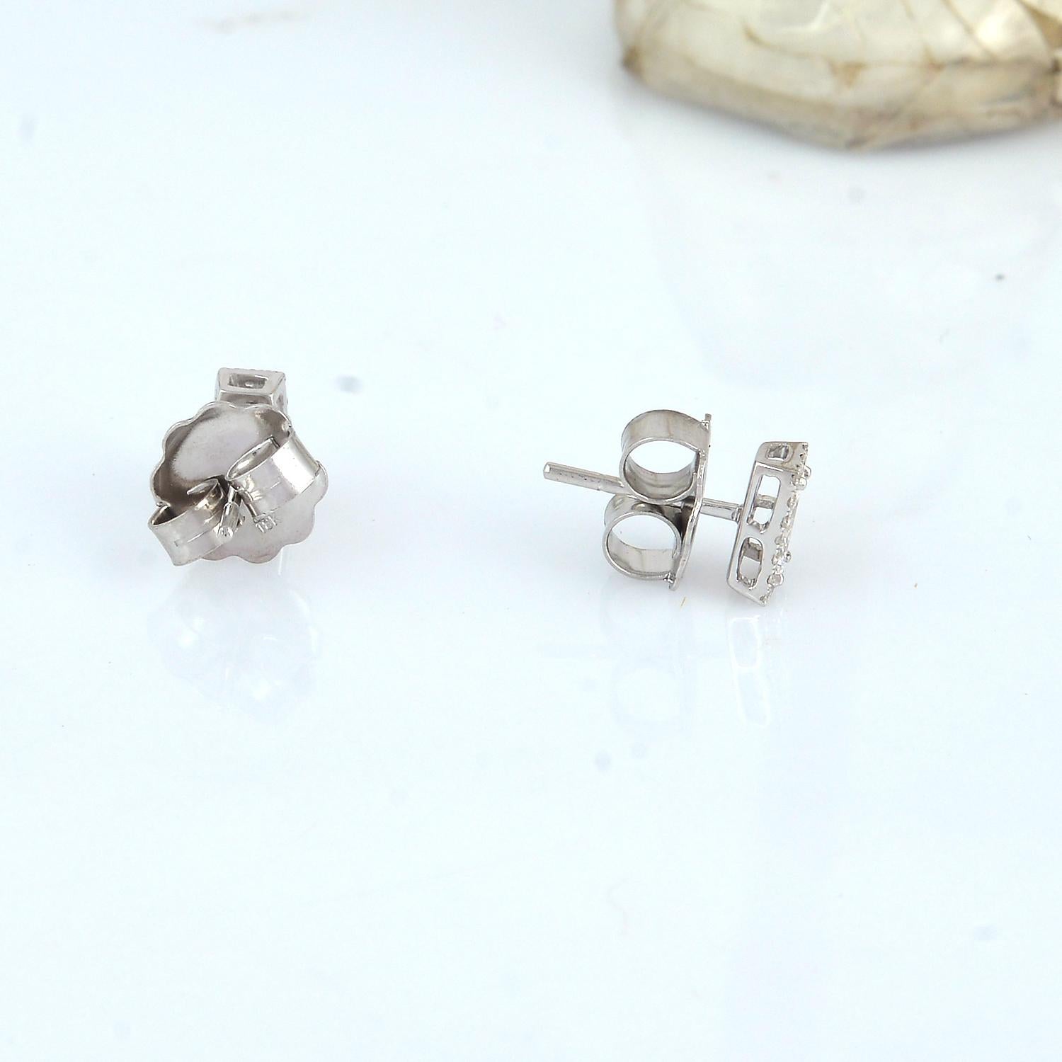 Artigiano Orecchini con diamante Baguette in oro bianco 18k in vendita