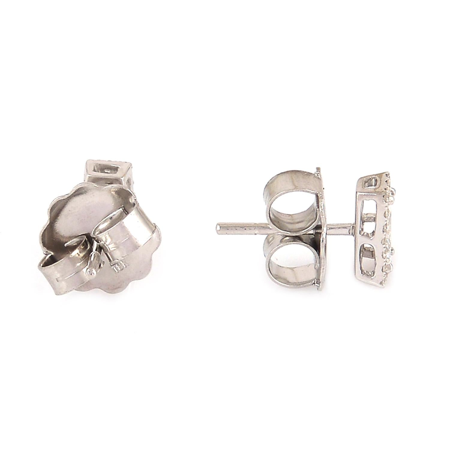 Taglio misto Orecchini con diamante Baguette in oro bianco 18k in vendita