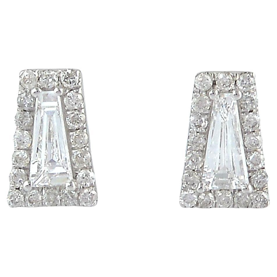 Pendientes de oro blanco de 18k con diamantes baguette
