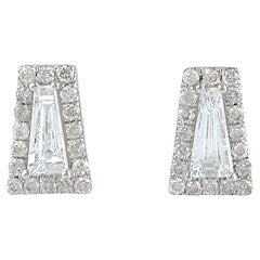Pendientes de oro blanco de 18k con diamantes baguette
