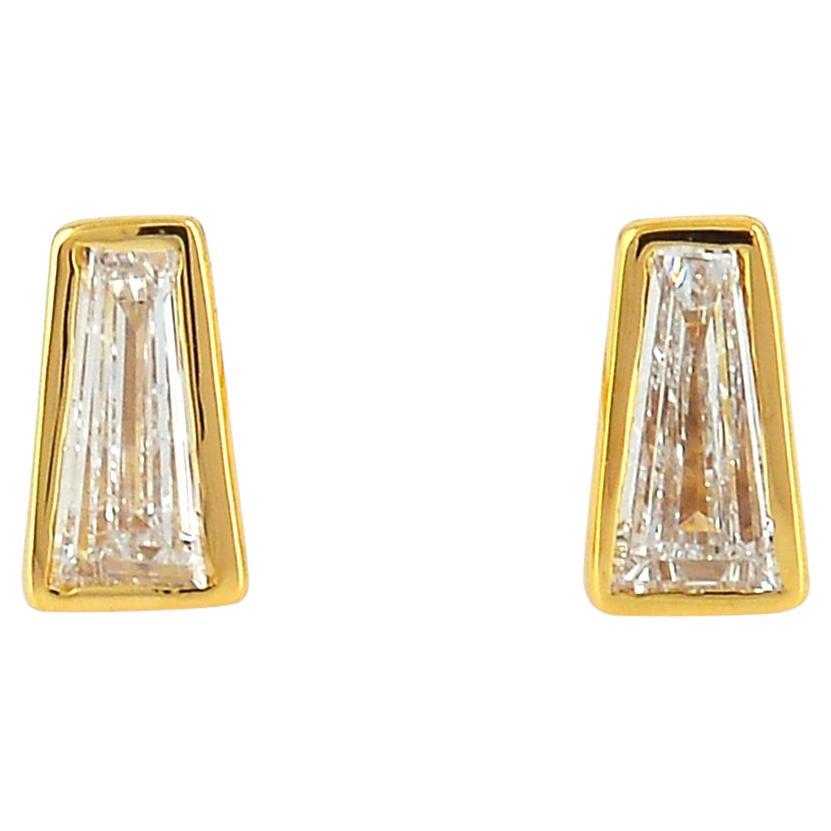 Baguette Diamond Stud Earrings Made In 18k Yellow Gold