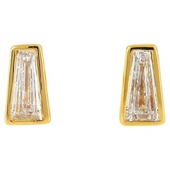 Baguette Diamond Stud Earrings Made In 18k Yellow Gold