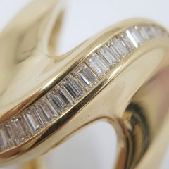 Baguette Diamond Swirl Statement Ring in 18K Yellow Gold