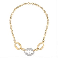 Baguette Diamond Vintage 14K (or 18k upon request) Yellow Gold Link Necklace
