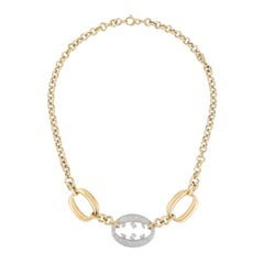 Baguette Diamond Vintage 14K (or 18k upon request) Yellow Gold Link Necklace