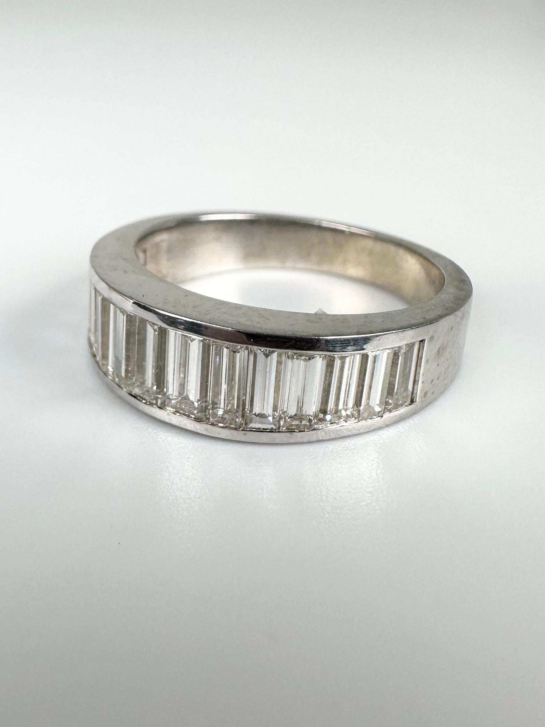 Women's or Men's Baguette diamond weddibng band 14KT diamond ring art deco inspired For Sale