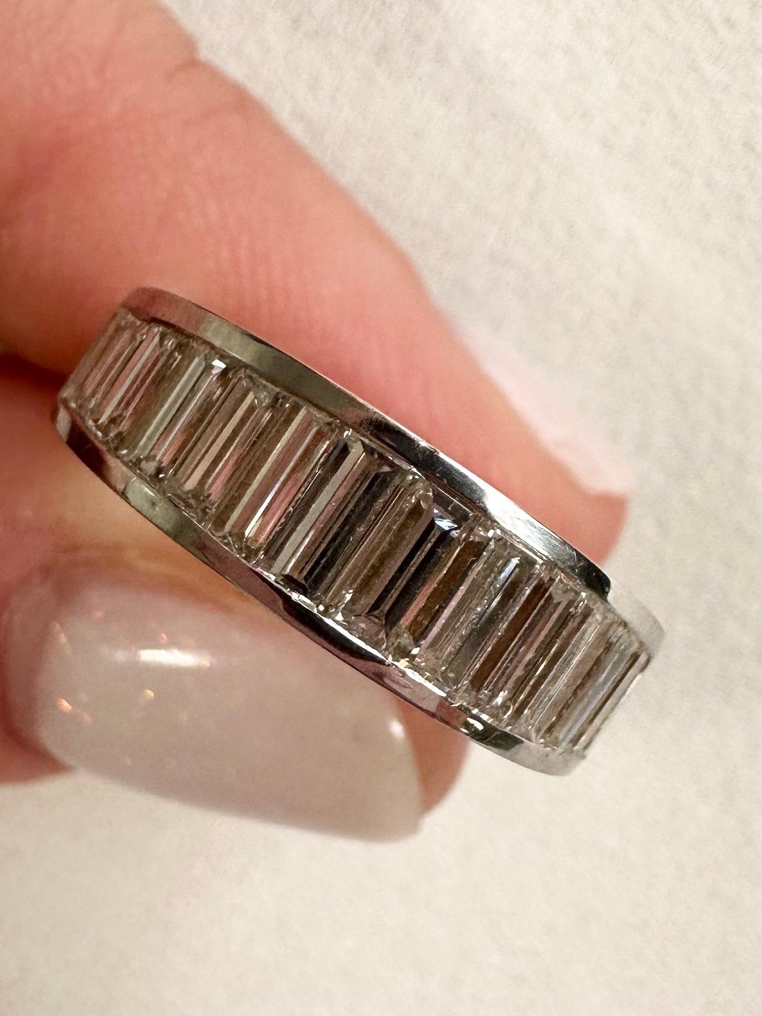 Baguette diamond weddibng band 14KT diamond ring art deco inspired For Sale 1