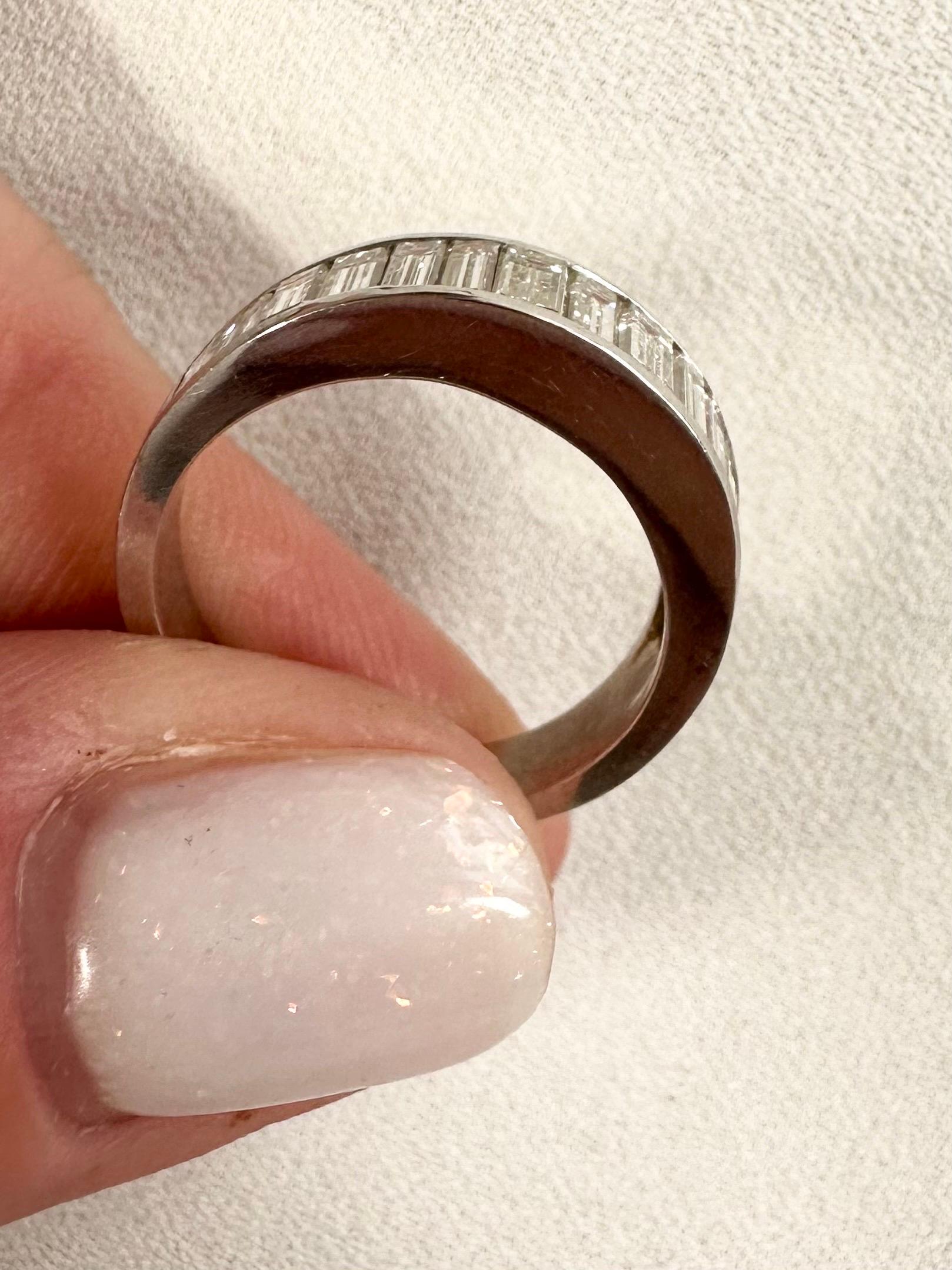 Baguette diamond weddibng band 14KT diamond ring art deco inspired For Sale 2