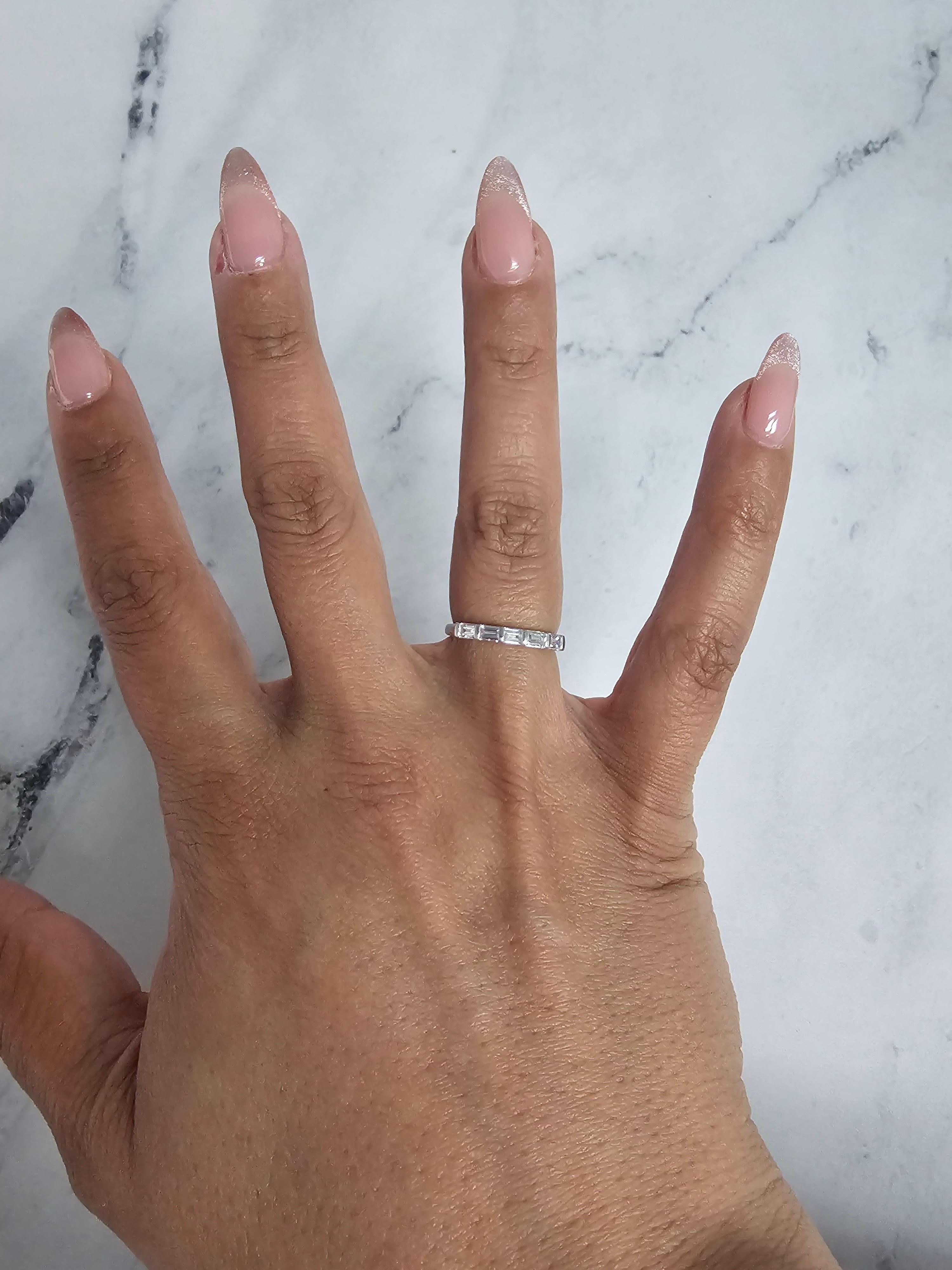 Baguette Cut Baguette Diamond Wedding Band 14k White Gold For Sale
